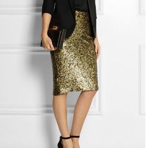 vintage black + gold pencil skirt